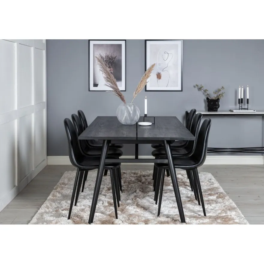 Ruokailuryhmä Venture Home, Sleek-ruokapöytä + 6 Polar-tuolia