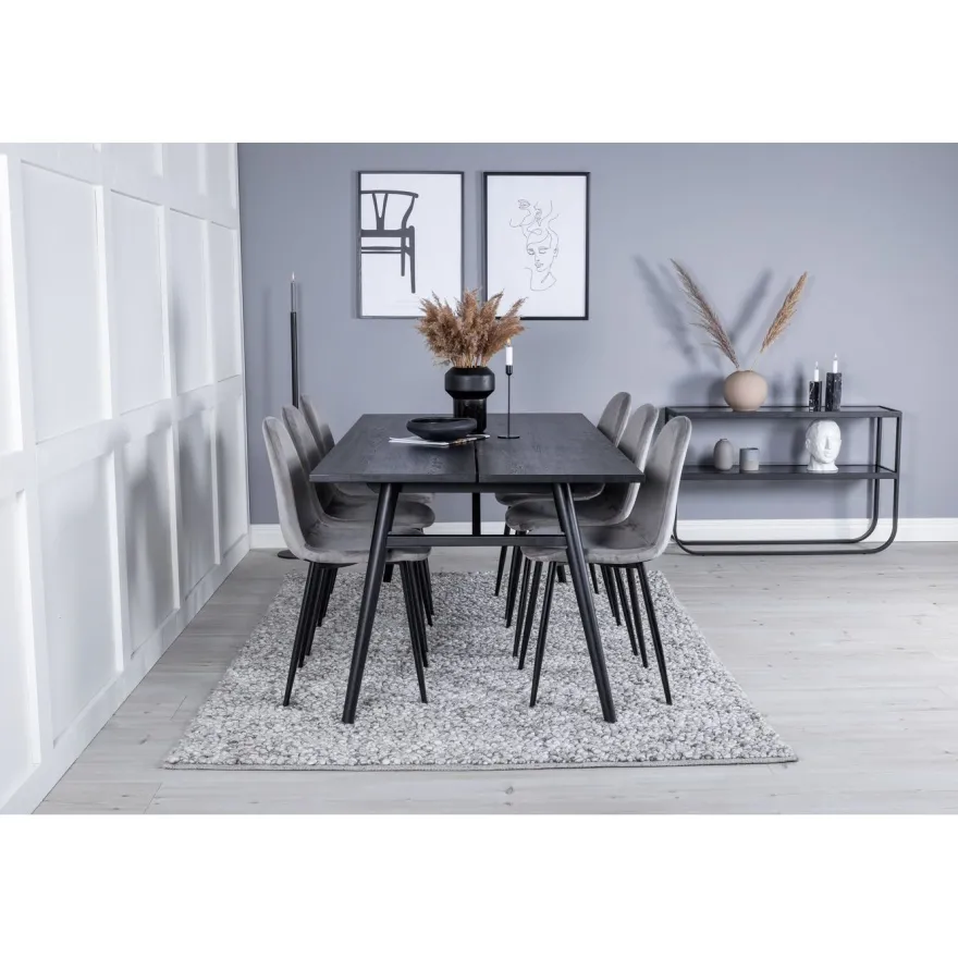 Ruokailuryhmä Venture Home, Sleek-ruokapöytä + 6 Polar-tuolia