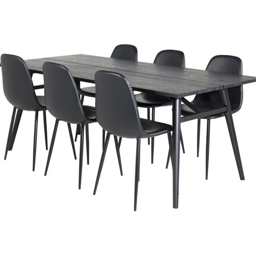 Ruokailuryhmä Venture Home, Sleek-ruokapöytä + 6 Polar-tuolia