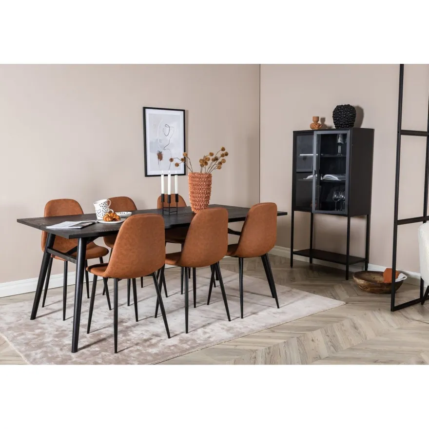 Ruokailuryhmä Venture Home, Sleek-ruokapöytä + 6 Polar-tuolia
