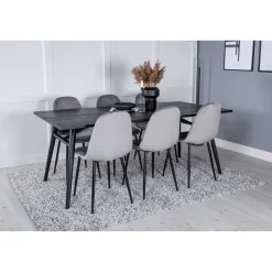 Ruokailuryhmä Venture Home, Sleek-ruokapöytä + 6 Polar-tuolia