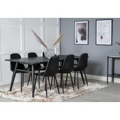 Ruokailuryhmä Venture Home, Sleek-ruokapöytä + 6 Polar-tuolia
