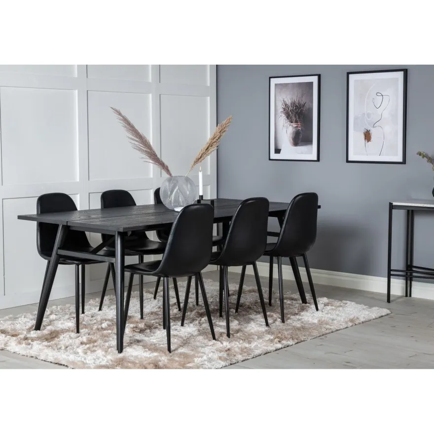 Ruokailuryhmä Venture Home, Sleek-ruokapöytä + 6 Polar-tuolia