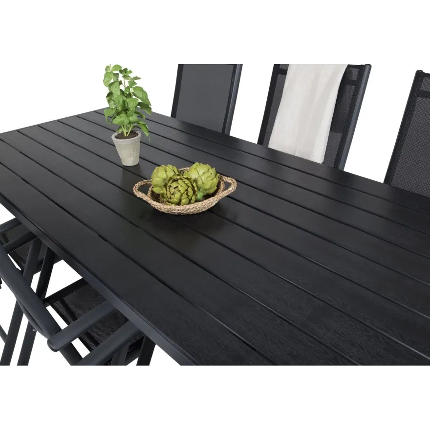 Ruokailuryhmä Venture Home, 205x90cm Break-pöytä + 6 Break-säätötuolia