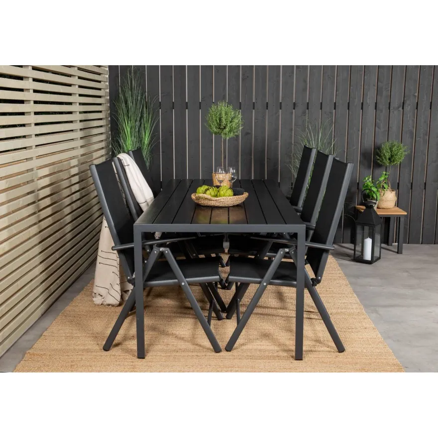 Ruokailuryhmä Venture Home, 205x90cm Break-pöytä + 6 Break-säätötuolia