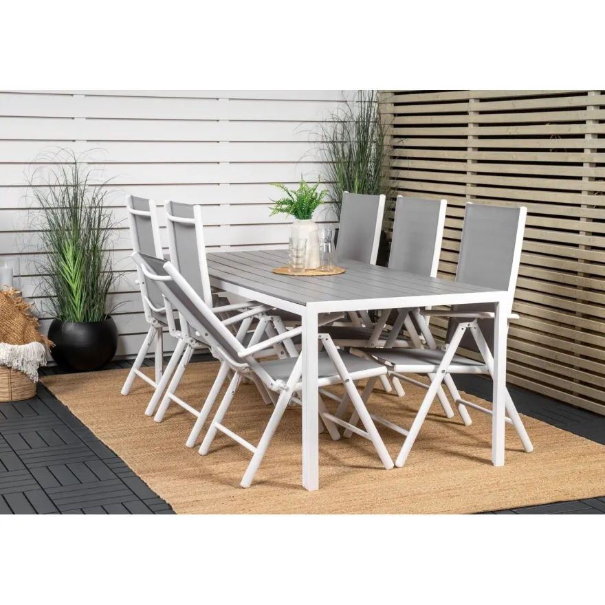 Ruokailuryhmä Venture Home, 205x90cm Break-pöytä + 6 Break-säätötuolia