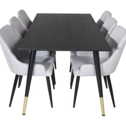 Ruokailuryhmä Venture Home, 180x90cm Dipp-pöytä + 6 harmaata Plaza-tuolia