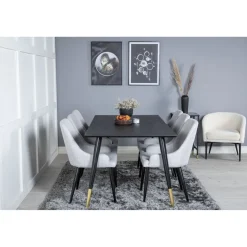 Ruokailuryhmä Venture Home, 180x90cm Dipp-pöytä + 6 harmaata Plaza-tuolia