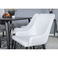 Ruokailuryhmä Venture Home, 180x90cm Dipp-pöytä + 6 harmaata Plaza-tuolia