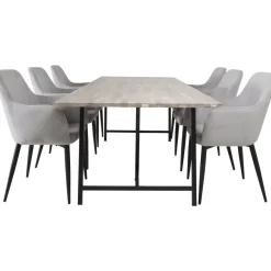 Ruokailuryhmä Venture Home, 250x100cm Jepara-pöytä + 6 Comfort -tuolia, vakosametti
