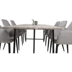 Ruokailuryhmä Venture Home, 250x100cm Jepara-pöytä + 6 Comfort -tuolia, vakosametti