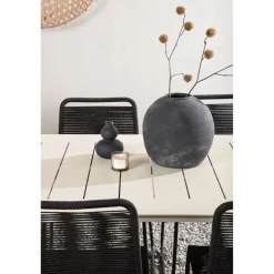 Ruokailuryhmä Venture Home, 200x90cm Lina-pöytä + 6 mustaa Lindos-tuolia