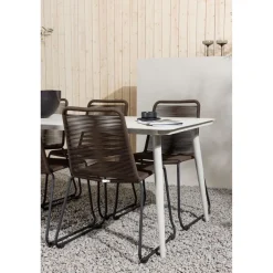 Ruokailuryhmä Venture Home, 200x90cm Lina-pöytä + 6 ruskeaa Lindos-tuolia