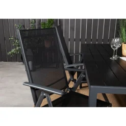 Ruokailuryhmä Venture Home, 150x90cm musta Break-pöytä + 4 mustaa Break-säätötuolia