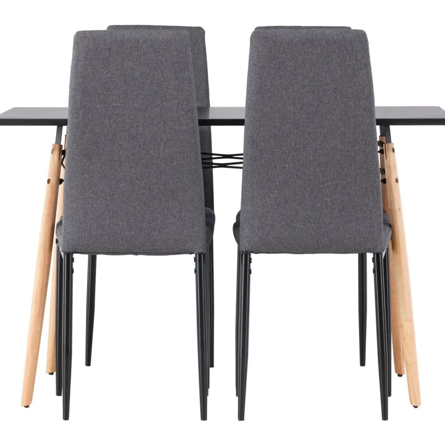 Ruokailuryhmä Venture Home, 120x60cm musta Danburi + 4 tummanharmaata Petra-tuolia