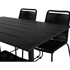 Ruokailuryhmä Venture Home, 120x70cm musta Denver-pöytä + 4 Lindos-tuolia