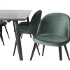 Ruokailuryhmä Venture Home, 180x90cm musta Dipp-pöytä + 6 Velvet-tuolia, sametti
