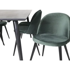 Ruokailuryhmä Venture Home, 180x90cm musta Dipp-pöytä + 6 Velvet-tuolia, sametti