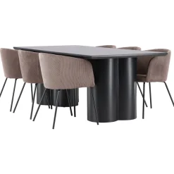 Ruokailuryhmä Venture Home, 210x100cm Olivia-pöytä + 6 Berit-tuolia, vakosametti, eri värejä