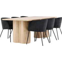 Ruokailuryhmä Venture Home, 210x100cm Olivia-pöytä + 6 Berit-tuolia, vakosametti, eri värejä