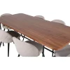 Ruokailuryhmä Venture Home, 200x90cm ruskea Uno-pöytä + 6 beigeä Velvet-tuolia
