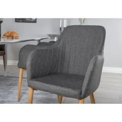 Ruokailuryhmä Venture Home, 180x90cm valkoinen Polar-pöytä + 6 tummanharmaata Comfort-tuolia