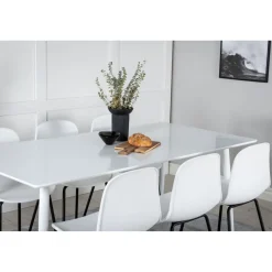 Ruokailuryhmä Venture Home, 180x90cm valkoinen Polar-pöytä + 6 valkoista Arctic-tuolia