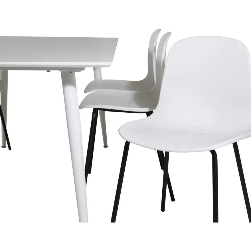 Ruokailuryhmä Venture Home, 180x90cm valkoinen Polar-pöytä + 6 valkoista Arctic-tuolia