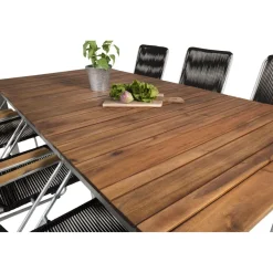 Ruokailuryhmä Venture Home, 200x100cm Zenia-pöytä + 6 Bois-tuolia