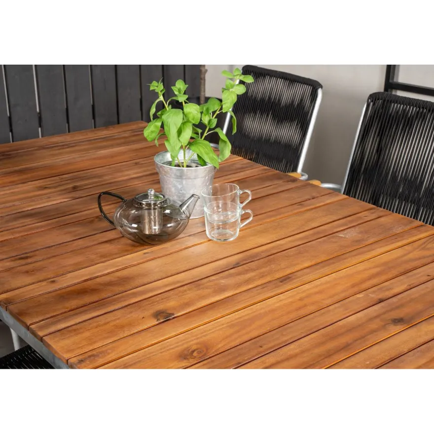 Ruokailuryhmä Venture Home, 200x100cm Zenia-pöytä + 6 Bois-tuolia