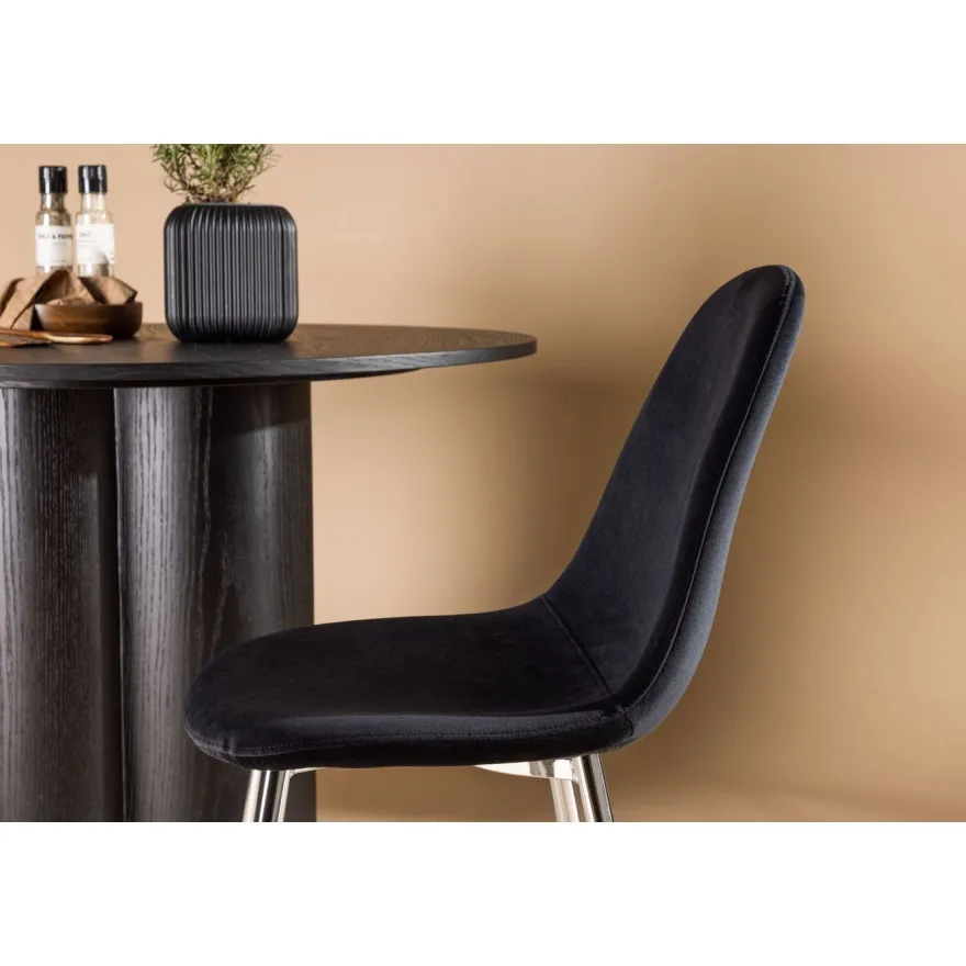 Ruokapöydän tuoli Venture Home Polar Velvet, musta/kromi