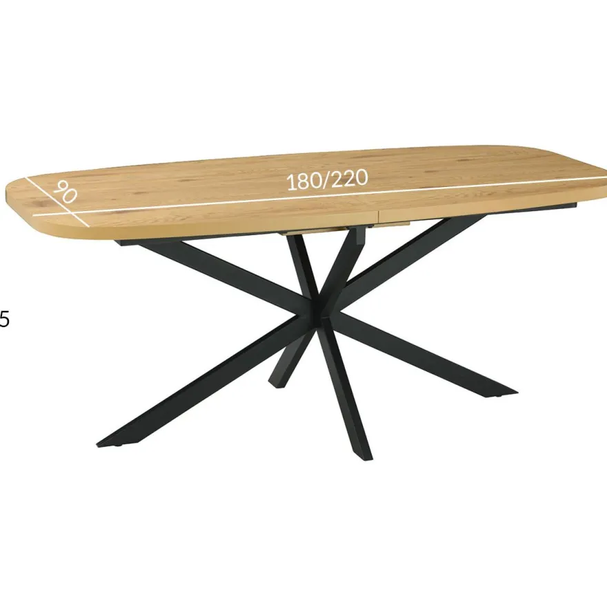 Ruokapöytä Home4You RAMONA 180/220x90xK75 cm, eri värejä