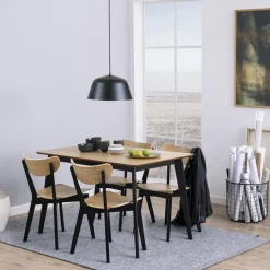 Ruokapöytä Home4You ROXBY 120x80xK76 cm, tammi/musta, ruskea