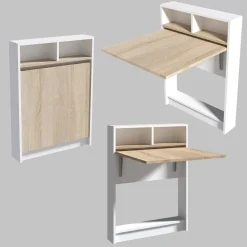 Ruokapöytä Linento Furniture Bracked, valkoinen/puunväri, taittuva