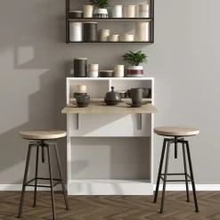Ruokapöytä Linento Furniture Bracked, valkoinen/puunväri, taittuva