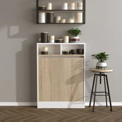 Ruokapöytä Linento Furniture Bracked, valkoinen/puunväri, taittuva