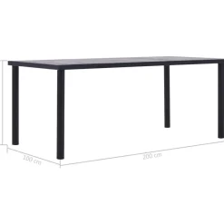 Ruokapöytä musta ja betoninharmaa 200x100x75 cm mdf