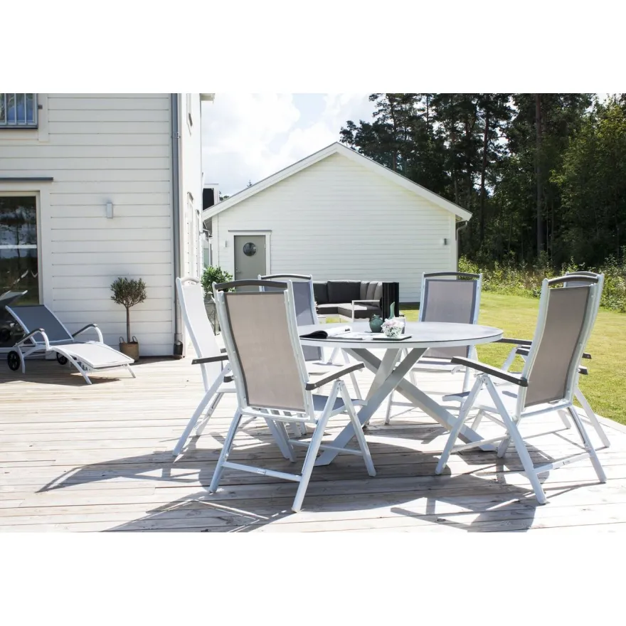 Ruokapöytä Venture Home Copacabana, ø140cm, harmaa/valkoinen