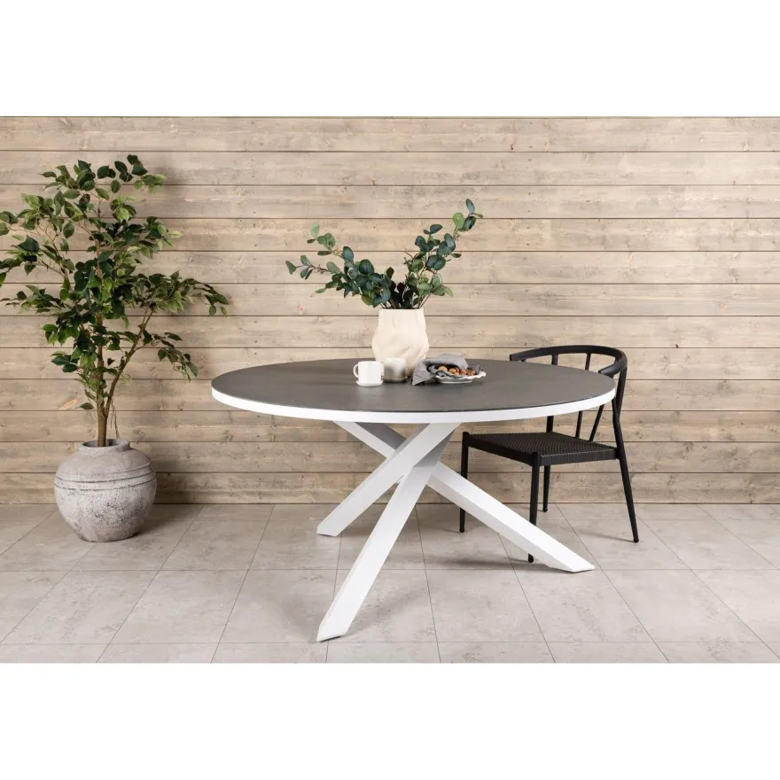 Ruokapöytä Venture Home Copacabana, ø140cm, harmaa/valkoinen