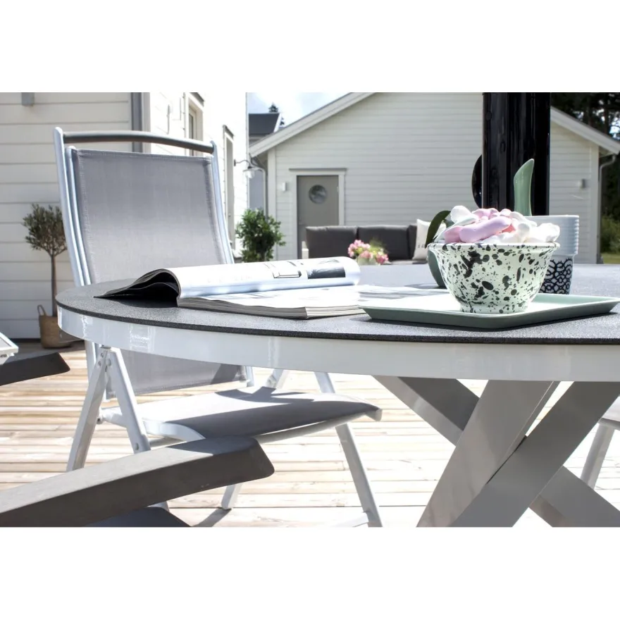 Ruokapöytä Venture Home Copacabana, ø140cm, harmaa/valkoinen
