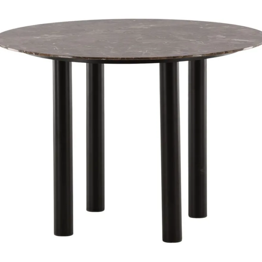 Ruokapöytä Venture Home Havsten, ⌀106cm, ruskea marmorikuvio