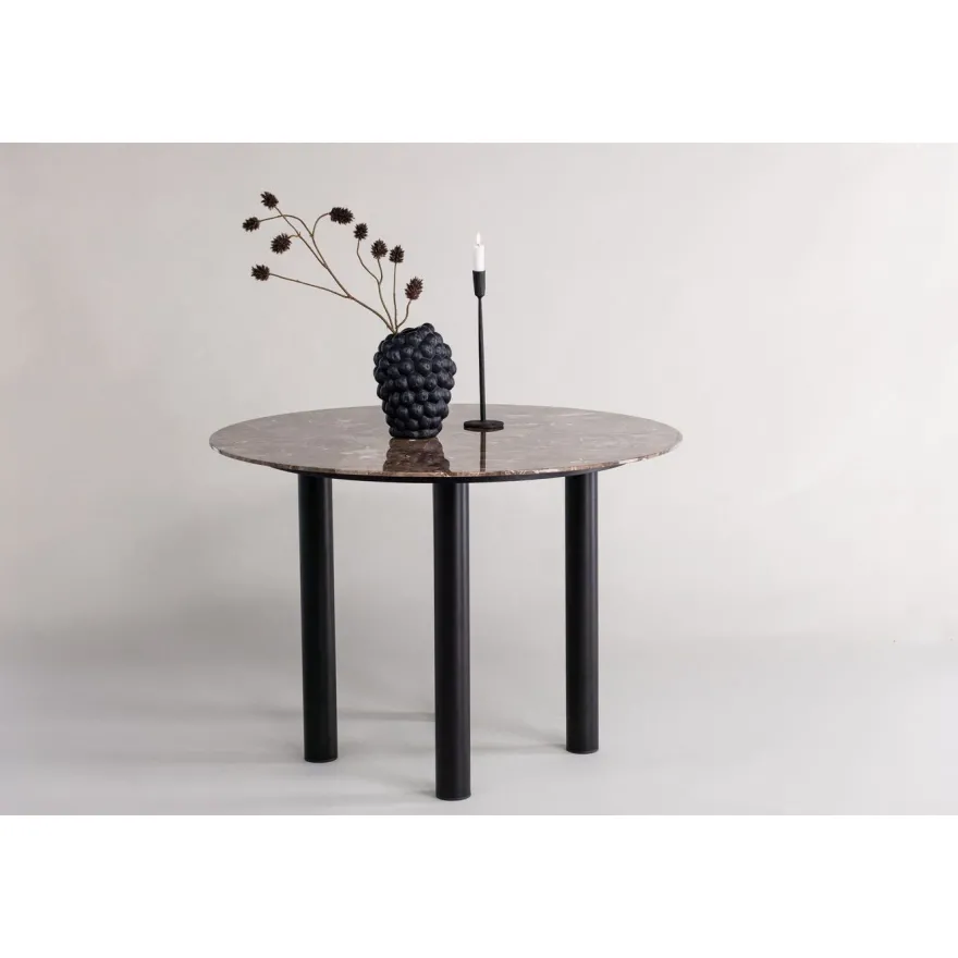 Ruokapöytä Venture Home Havsten, ⌀106cm, ruskea marmorikuvio
