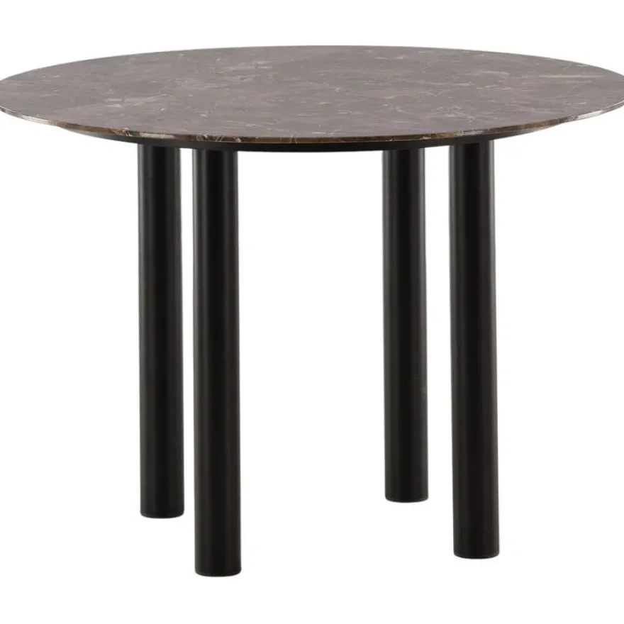 Ruokapöytä Venture Home Havsten, ⌀106cm, ruskea marmorikuvio