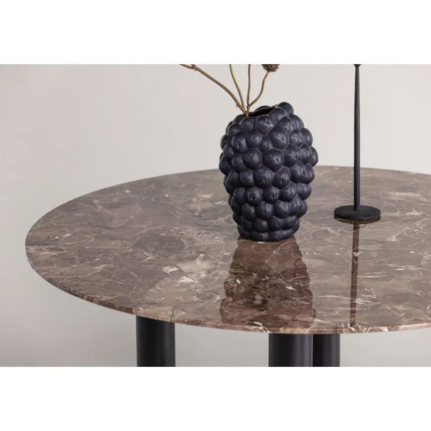 Ruokapöytä Venture Home Havsten, ⌀106cm, ruskea marmorikuvio