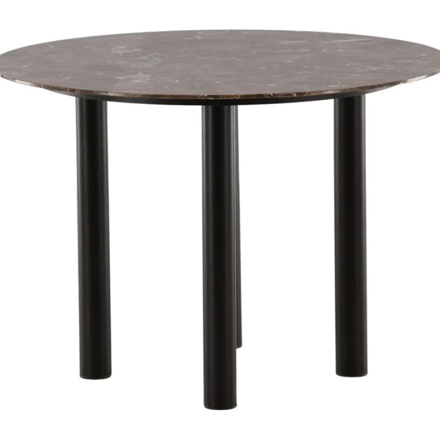 Ruokapöytä Venture Home Havsten, ⌀106cm, ruskea marmorikuvio