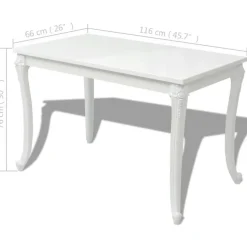 Ruokapöytä 116x66x76 cm korkeakiilto valkoinen