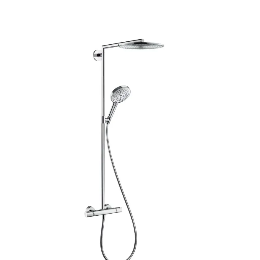 Sadesuihkusetti Hansgrohe Raindance Select S 300 Showerpipe, termostaattihanalla, suihkupää ⌀300mm, vettä säästävä, yläsuihkulla ja käsisuihkulla, kiiltävä kromi