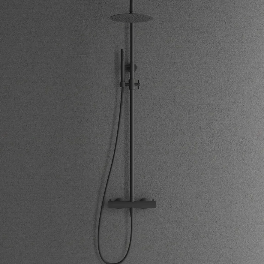 Sadesuihkusetti + korkea pesuallashana + suorakulmainen malja-allas + pohjaventtiili Scandtap 20092