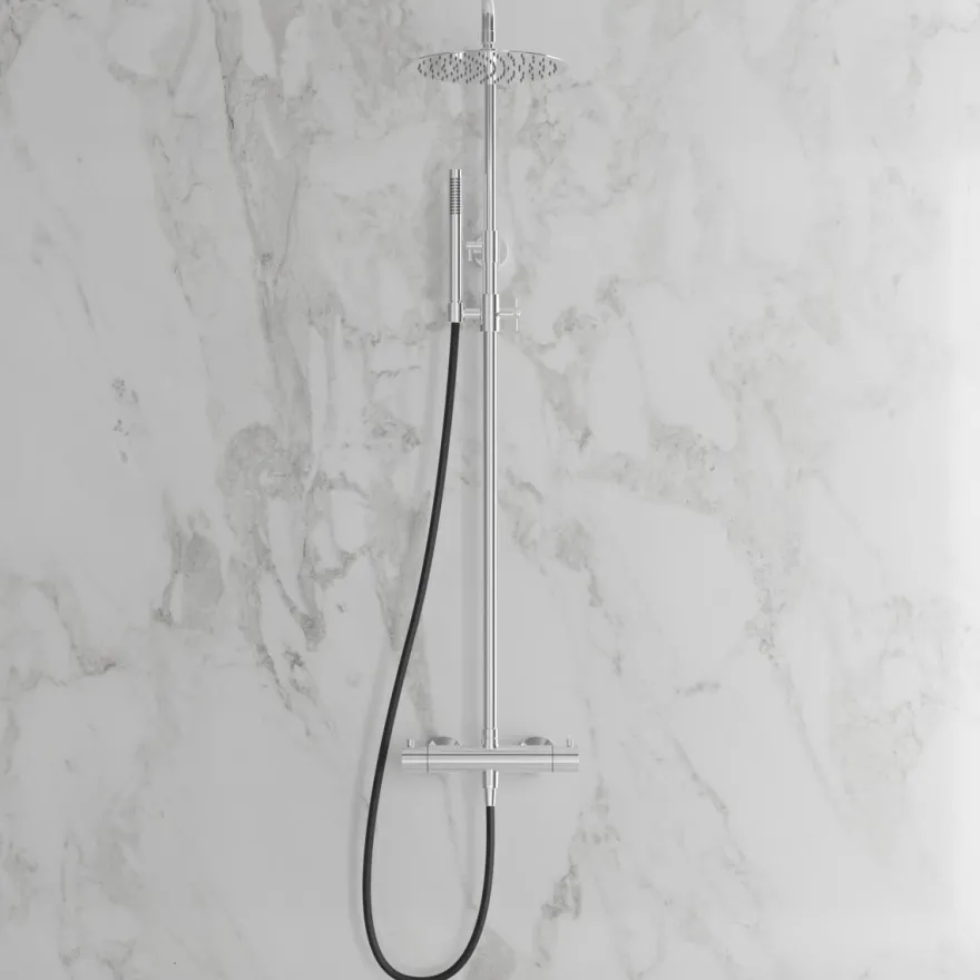 Sadesuihkusetti Scandtap Pleasure 2 Classic, termostaattihanalla, suihkupää ⌀250mm, kiiltävä teräs