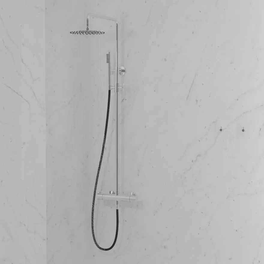Sadesuihkusetti Scandtap Pleasure 2 Classic, termostaattihanalla, suihkupää ⌀250mm, kiiltävä teräs